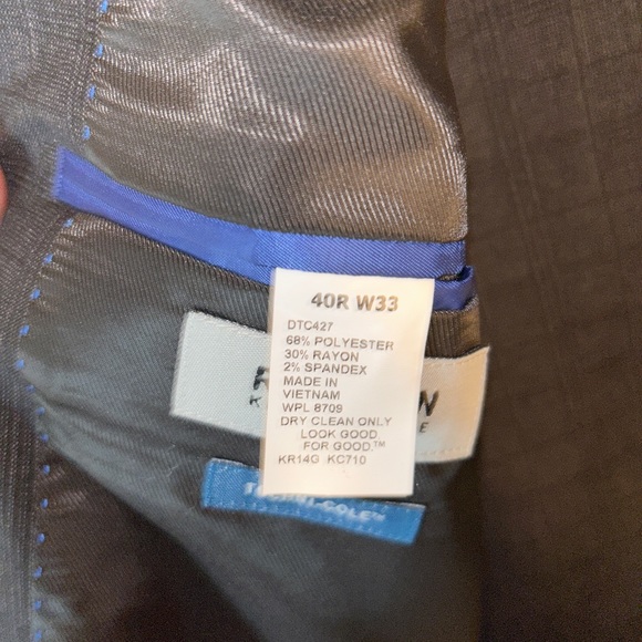 NWT Men's 40R Charcoal Plaid Kenneth Cole Suit - Picture 5 of 5